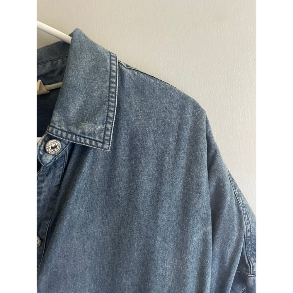 Soft Surroundings Tencel Lyocell Denim Shirt Dress Tunic Blue Size Medium - Picture 3 of 9